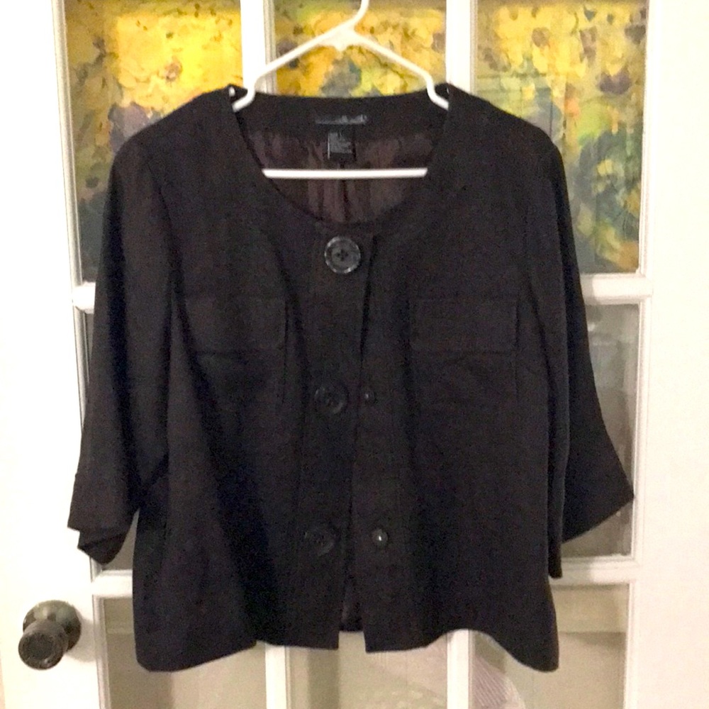Willi smith linen cropped jacket, elbow length sleeves